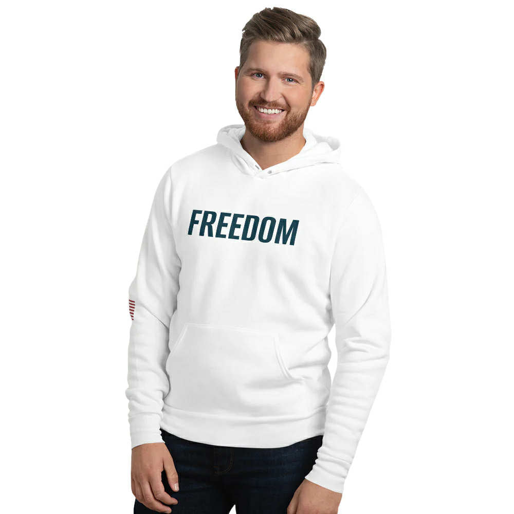 White & Navy Freedom Hoodie